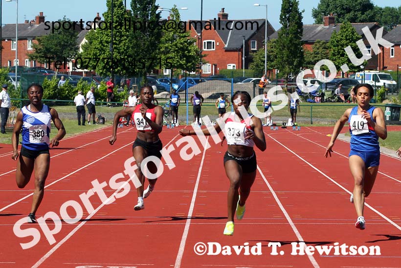 Womens under-20s 100 metres, 2021 Northern Senior and Under-20s Champs., Leigh. Photo: David T. Hewitson/Sports for All Pics
